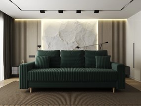 Canapea extensibilă dumonde cu ladă de depozitare si sezut confortabil din spuma high-density, Kronos Ambience Verde 210x100 cm