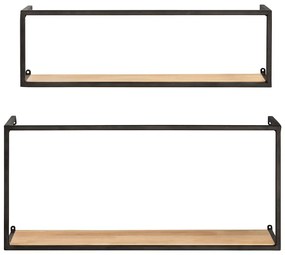 Set 2 rafturi din pin cu construcție metalică neagră Wenko Pieces, lungime 55 cm