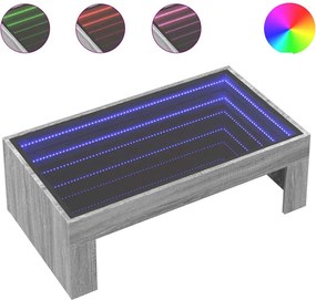 vidaXL Măsuță de cafea cu LED infinity, gri sonoma, 90x50x30 cm