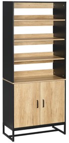 HOMCOM Bufet armoire de cuisine multi-stocare cu dulap și rafturi reglabile din lemn și oțel 75 x 35 x 175 cm | Aosom Romania