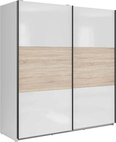 Dulap TETRIX, alb lucios/stejar sonoma, PAL, cu 2 usi, 183x60x196 cm