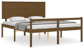 3195489 vidaXL Cadru de pat senior cu tăblie, maro miere, king size lemn masiv