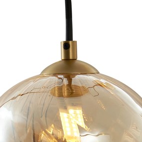 Lampă suspendată Art Deco aurie cu sticlă ambră - Jia
