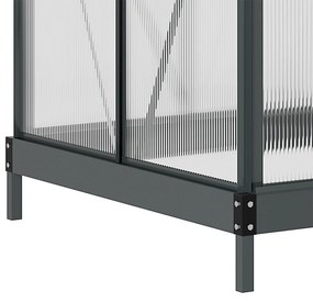 Outsunny Seră de grădină din policarbonat 190 x 132 x 201 cm rezistentă la UV 30+ fundație întărită jgheab gri | Aosom Romania