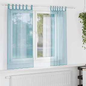 vidaXL Perdele Voile cu Bucle 2 buc Turcoaz 140x140 cm