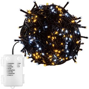 Lanț de Crăciun 100 LED - 10 m, alb cald / rece, pe baterii