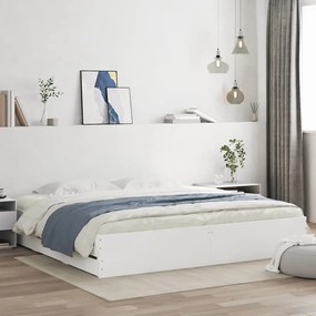 3207259 vidaXL Cadru de pat cu sertare, alb, 160x200 cm, lemn prelucrat