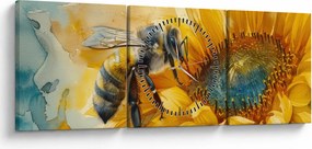 Tablou - Albină, acuarelă (cu ceas) (90x30 cm)