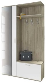 Cuier hol Aris, 120x35.5x199 cm, culoare sonoma/alb, pal