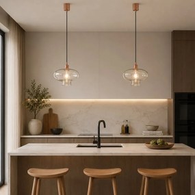 Lustra/pendul design decorativ TRESCO cupru/champagne