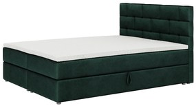 Pat matrimonial Boxspring 140x200 cm Waller (cu saltea și somieră) (verde închis). 1007713