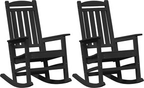 vidaXL Scaun balansoar 2 pcs Negru 92 x 70 x 108 cm Polietilenă