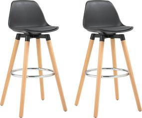 HOMCOM Set 2 Scaune de Bar Moderne din Piele Ecologică, Scaune Înalte de Bucătărie, Negru | Aosom Romania