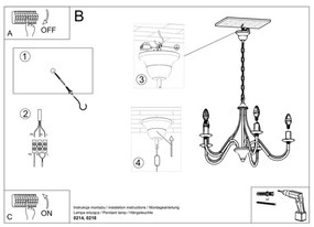 Lustră pe lanț MINERWA 5 5xE14/40W/230V alb