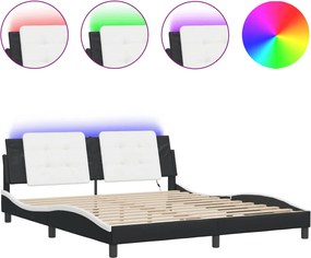vidaXL Cadru de pat cu LED fără saltea, Zadar, negru și alb, 180x200 cm