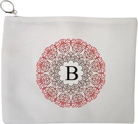 Portfard Cosmetice tip Plic, Cu litera B si Mandala, 23x18 cm, Alb, BEKZ®