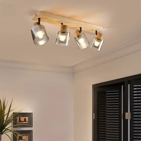 Brilagi - Plafonieră cu spoturi HYGGE, 4xE14/15W/230V, lemn de cauciuc/fumuriu