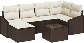 vidaXL Set de canapea cu pernă 7 pcs Maro poliratan