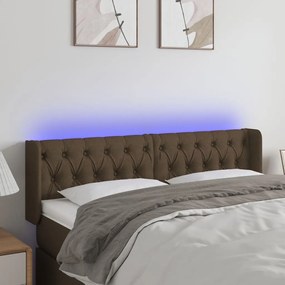 3123581 vidaXL Tăblie de pat cu LED, maro închis, 163x16x78/88 cm, textil
