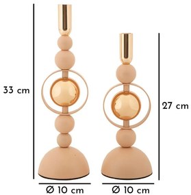 Mauro Ferretti Set Suport Lumanare Saturn Roz 2 Bucăți Cm Ø 10 X 27-10 X 31 | Aosom Romania