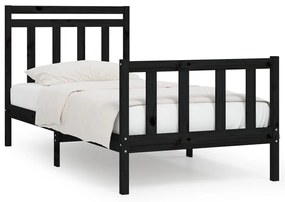 3107017 vidaXL Cadru de pat, negru, 90x200 cm, lemn masiv de pin