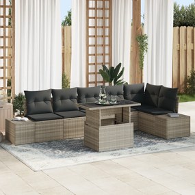 vidaXL Set de canapele pentru grădină cu pernă 7 pcs Gri deschis