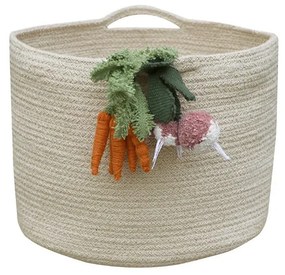 Coș de jucării pentru copii crem din material textil ø 30x23 cm Veggies – Lorena Canals