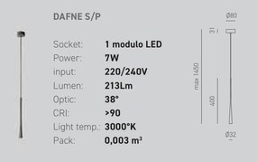 Lustra suspendata, Pendul LED slim DAFNE H-40cm alb, negru sau auriu