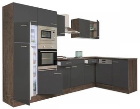 Mobilă de bucătărie de colț Yorki 340, corp din stejar Yorki, cu față antracit satinat