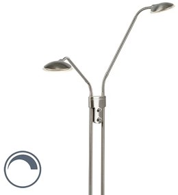 Lampă de podea modernă din oțel cu lampă de citit cu LED inclus - Eva