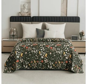 Cuvertura de pat cu model COLORFUL MEADOW, verde inchis Dimensiune: 220 x 240 cm