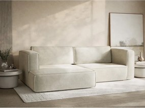 Colțar crem extensibil/cu spațiu de depozitare cu tapițerie din chenille (cu colț pe partea stângă/cu șezlong) Velto – Maison de Rêve