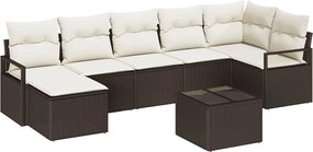 vidaXL Set de canapea cu pernă 8 pcs Maro și Crem poliratan