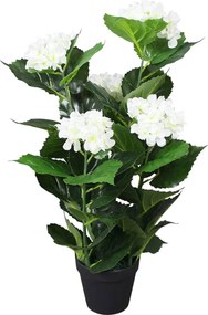 vidaXL Plantă artificială Hydrangea cu ghiveci, 60 cm, alb