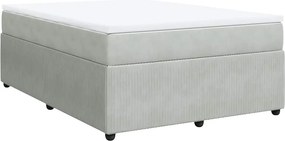 vidaXL Pat box spring cu saltea, gri deschis, 140x200 cm, catifea