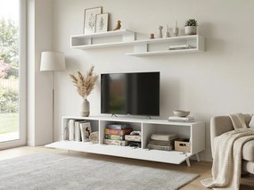 OFERTA Comoda TV MIYA 150 cm cu polita de perete, alb II. calitate