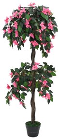 245951 vidaXL Plantă artificială Rododendron cu ghiveci, 155 cm, verde și roz