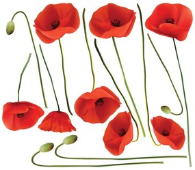 Set autocolante pentru perete Ambiance Vermeil Poppies, 60 x 70 cm