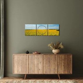 Tablou - câmp cu floarea soarelui (cu ceas) (90x30 cm)