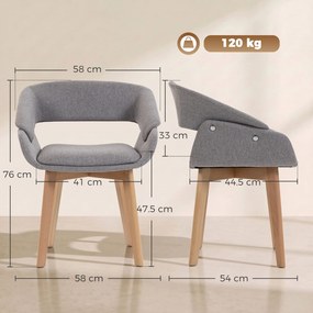 HOMCOM Set 2 Scaune Dining Ergonomice din Material Gri Deschis | Aosom Romania