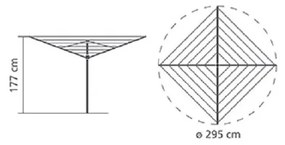 Brabantia Essential Outdoor Space 90300258, 50 m, ancoră pentru beton, rezistentă la coroziune, Inox