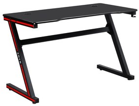 Masă de joc / masă pentru computer, Negru / roşu, MACKENZIE 120cm