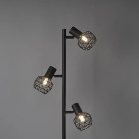 Lampa de podea de design neagra cu 3 lumini reglabile - Mesh
