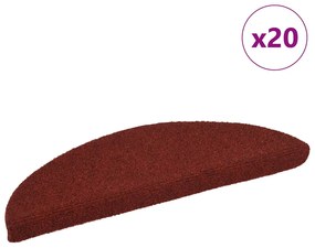 vidaXL Covorașe pentru scări autoadezive, 20 buc., 56x17x3 cm, roșu bordeaux, semirotunde