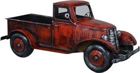 Macheta Camioneta Retro din metal rosu antichizat 59 cm x 27 cm x 26 h