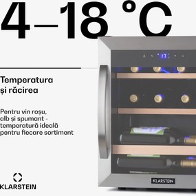 Klarstein Vinetage 12 Uno, răcitor de vin, 12 sticle 46 l, 4-18°C, 40 dB, sticlă