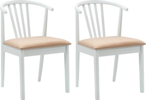 vidaXL Scaun de sufragerie 2 pcs Alb și maro Lemn de cauciuc solid