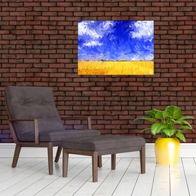 Tablou - Pictură în ulei, câmp auriu (70x50 cm)