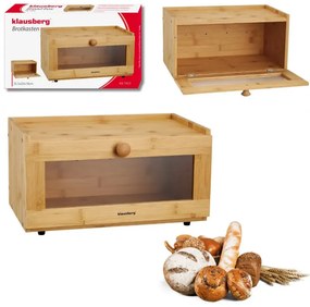 Cutie pentru paine Klausberg KB 7923, 35.5 cm, Fereastra acrilica, Bambus, Maro