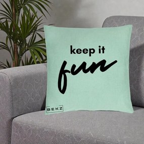 Perna Decorativa Keep It Fun, 40x40 cm, Verde Menta, Husa Detasabila, Perna Inclusa, BEKZ®